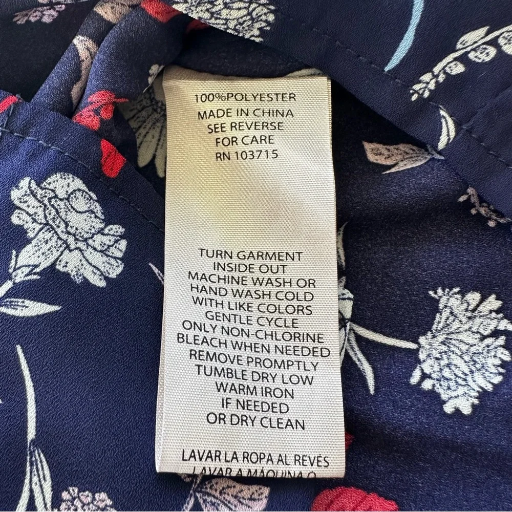 Nanette Lepore Chiffon Floral Print Pleated Top Career Blouse Women's Size M - Picture 9 of 16